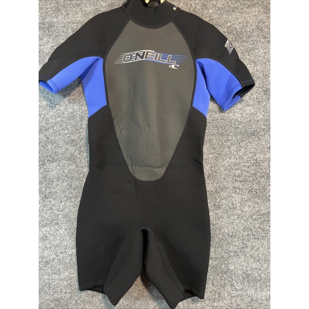 O'Neill Kids Youth Reactor-2 2mm Short Sleeve Spring Wetsuit Shorty Size 12 Blue